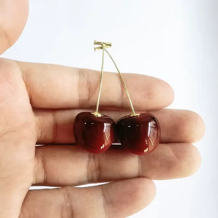 Y2K-Boucles d'Oreilles Mignonnes, Petites, Fraîches, Douces, Belles, Cerises, Pendentif Fruit, Rouge
