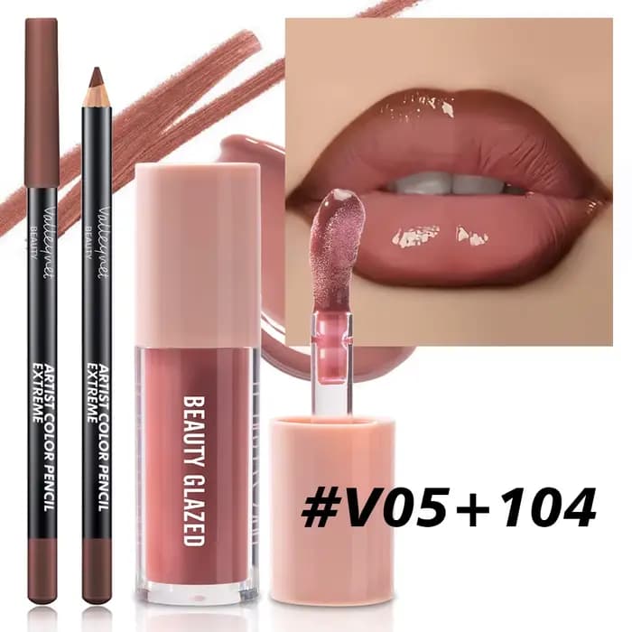 Maquillage pour les lèvres Texture velours 2 pièces/ensemble, effet mat, couleurs rouge, marron, cré