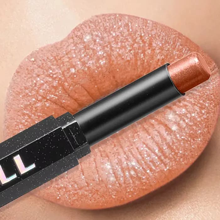 Rouge à lèvres brillant effet diamant, hautement pigmenté, nacré métallique, waterproof, longue tenu
