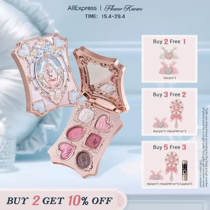 [NOUVEAU] Palette de maquillage 6 couleurs Flower Knows Bunny Garden Collection