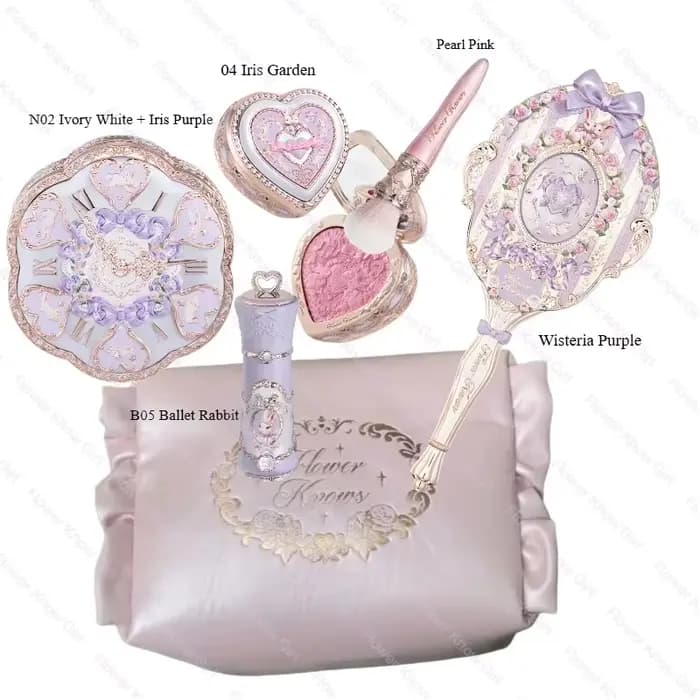 Coffret Cadeau Maquillage Tout-en-un Flower Knows Bunny Garden : Fond de Teint Cushion, Rouge à Lèvr