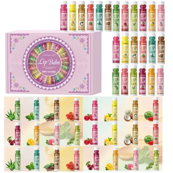 Coffret de 48 baumes à lèvres hydratants 5g, parfum floral naturel, hydratant et illuminateur, cadea