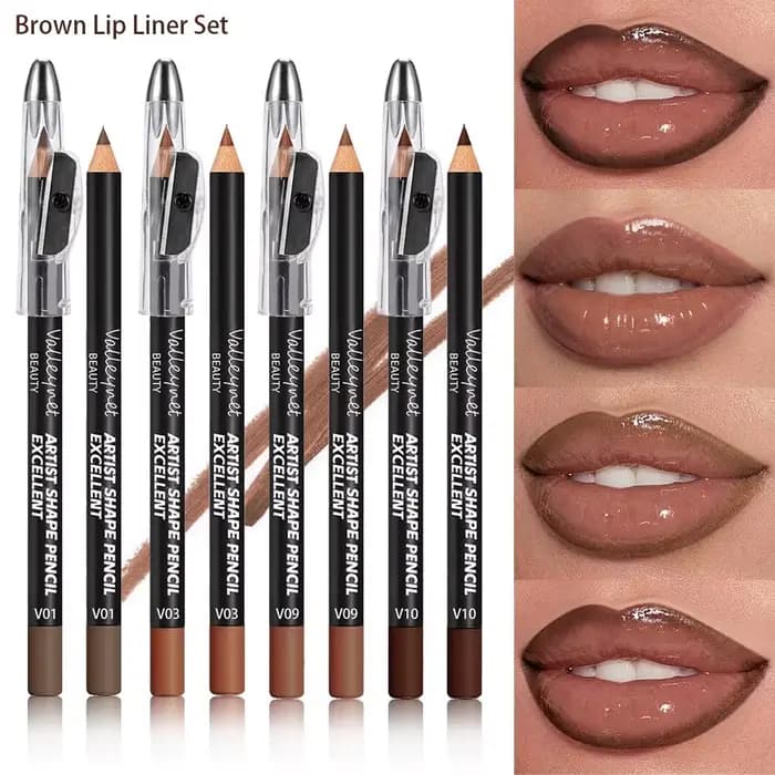 Ensemble de 4 crayons à lèvres marron, mats, imperméables, compatibles avec divers gloss et rouges à