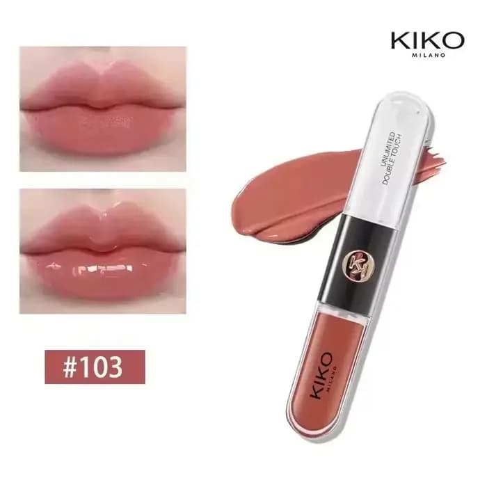 Kiko Unlimited Double Touch Lip Glaze, rouge à lèvres liquide hydratant, brillant, nourrissant, nude