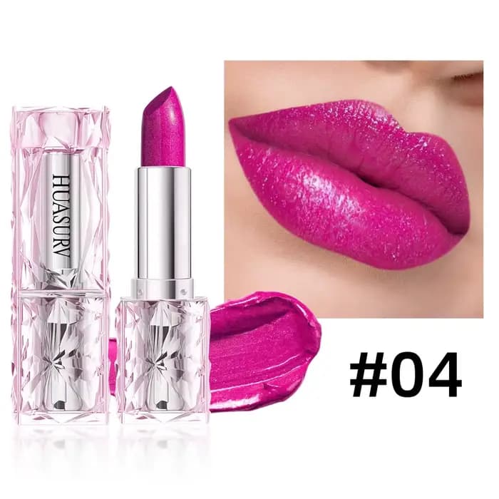HUASURV rouge à lèvres nacré clignotant, facile à colorer, hydrate, sujeter le maquillage, les lèvre