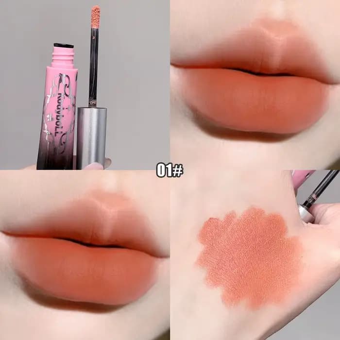 Gloss à lèvres gris-brun, texture soyeuse mate, baume à lèvres velours, rouge à lèvres liquide mat i