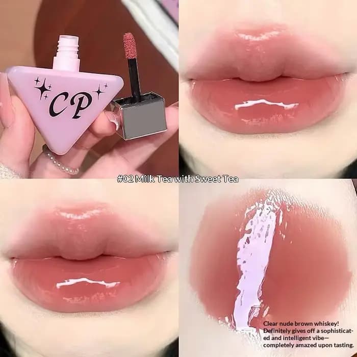 Cappuvini Rouge Brun Foncé Effet Miroir Brillant à Lèvres Hydratant Léger et Lumineux Rouge à Lèvres