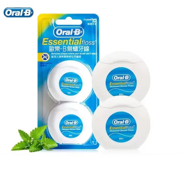 Fil dentaire non ciré Oral B Essential, 2 boîtes de 50 m chacune, nettoyage interdentaire, soin des 