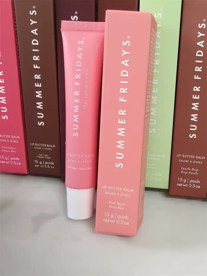 Baume à lèvres Summer Friday's Strawberry Soft Serv, gloss transparent hydratant, élimine les peaux 
