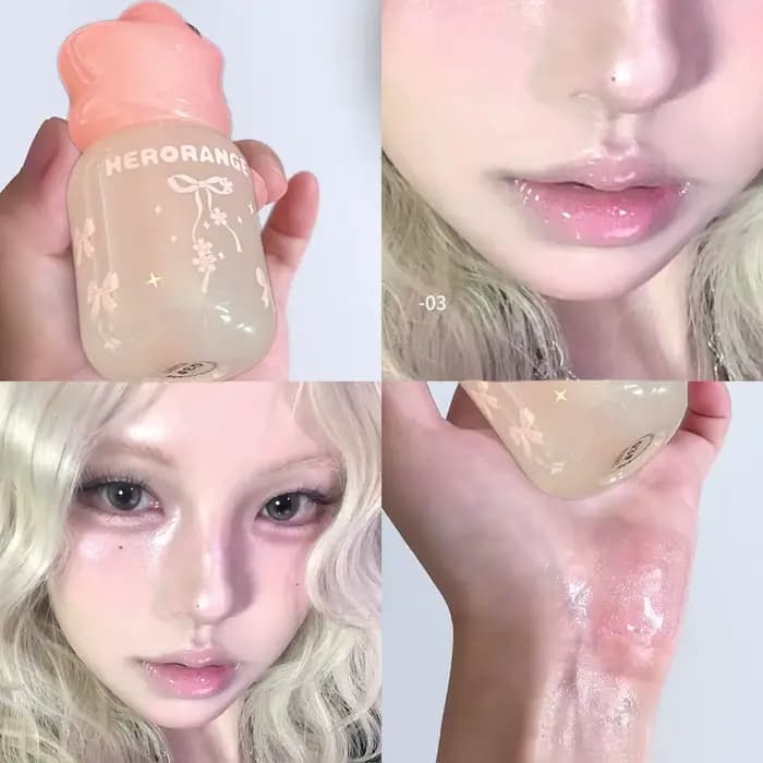 Herorange Milky Star Lip Gloss Shimmer Hydratant Réparateur Réduit les Lignes de Sécheresse Nourriss