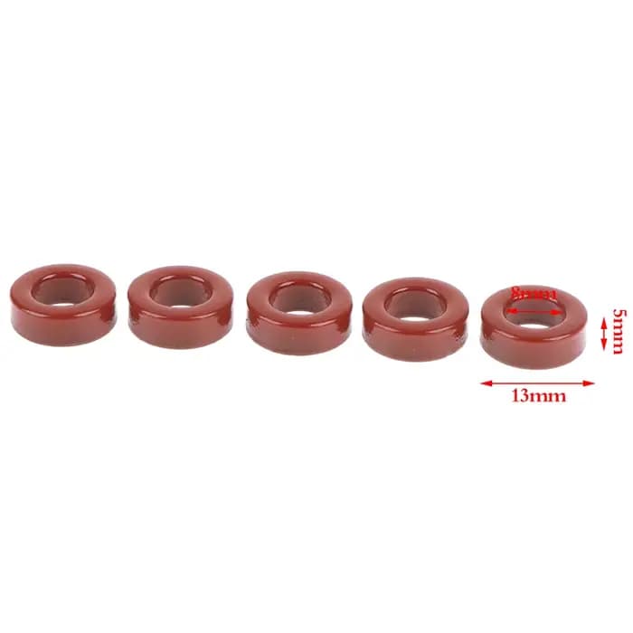 Nouveau lot de 5 noyaux magnétiques toroïdaux en ferrite de fer carbonyl T50-2, 13*7.5*5 mm, 4.9nH/N