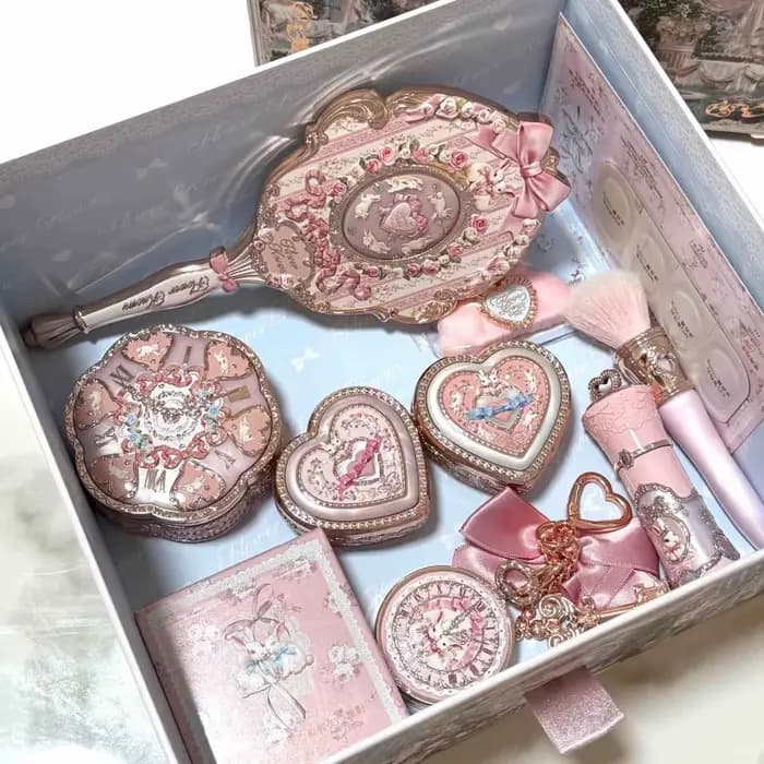 Coffret Flower Knows Strawberry Cupid Pink Pop Rouge à Lèvres Velours Mat Poudre Compacte Blush Liqu