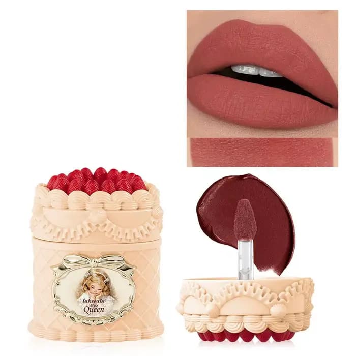 Crème à lèvres Strawberry Cupid Cake, Rouge à lèvres mat longue tenue, Teinte hydratante pour les lè