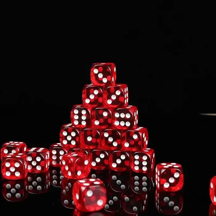 10 pièces/ensemble dés rouges transparents coins arrondis droits dés accessoires de jeu de société 1
