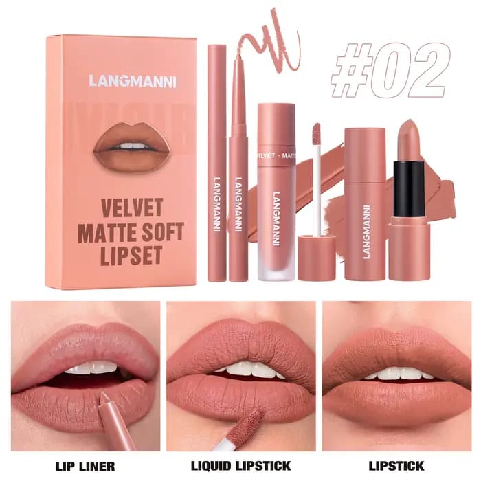 Kit de maquillage pour les lèvres imperméable et longue durée, rouge à lèvres doux et crémeux et vel