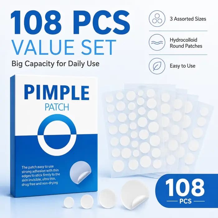 108 Patchs Hydrocolloïdes Blancs Ronds pour Imperfections – Autocollants Invisibles pour Couvrir les