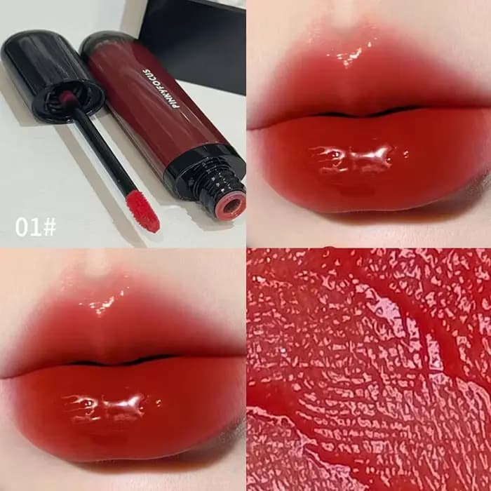 Vernis à lèvres miroir rouge marron, lumière d'eau, tasse antiadhésive hydratante, liquide rouge hau