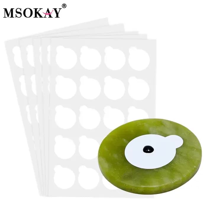 Autocollants de colle pour Extension de cils, tampons en papier et support rond en pierre de Jade, e