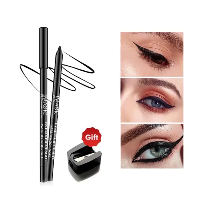 IMAGIC Eyeliner With Pencil Black\White\Nude Color Sharpener Long Lasting Liner Eye Waterproof Gel E