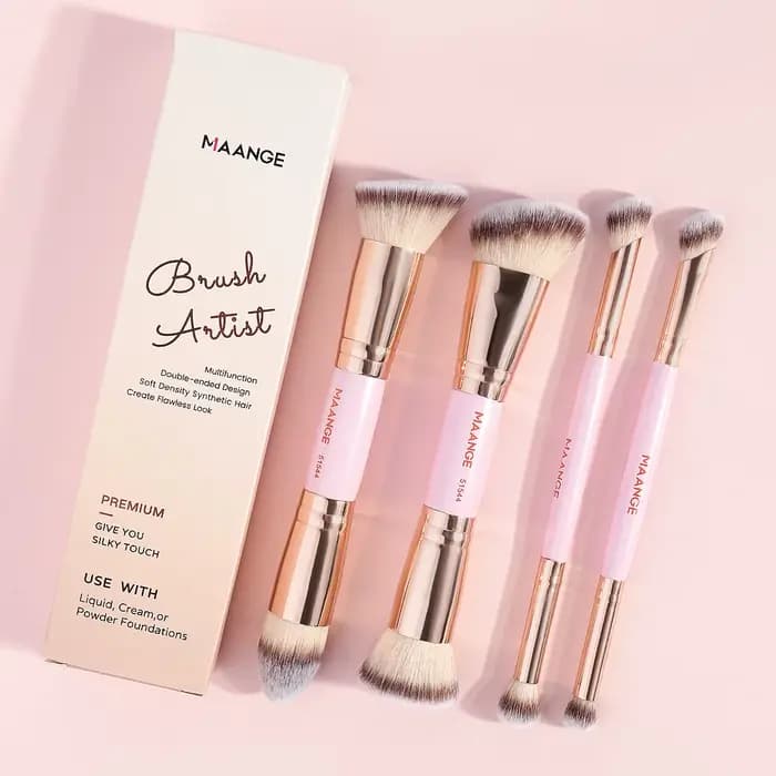 MAANGE-Ensemble de pinceaux de maquillage de base, 4 pièces, avec boîte, pour fond de teint en poudr