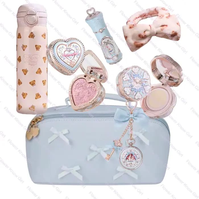 Coffret Cadeau Maquillage Tout-en-un Flower Knows Bunny Garden : Fond de Teint Cushion, Rouge à Lèvr