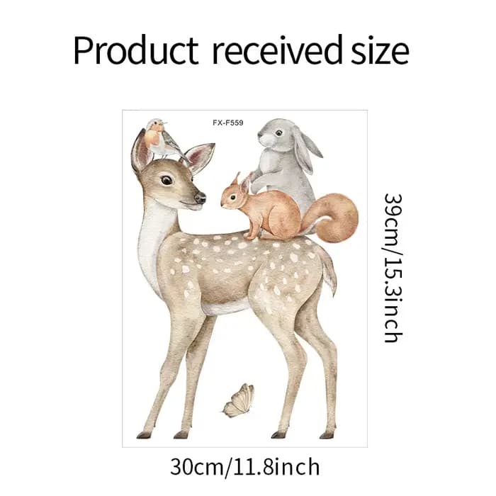 Hand Drawn Cute Deer Rabbit Fox Wall Stickers for Kids Rooms Nursery Living Room Baby Bedroom Wall D