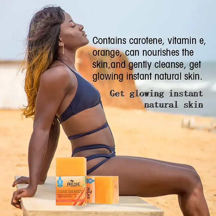 AILKE Savon sérum blanchissant naturel carotte, éclaircissant, même le teint, pour la peau noire, fo