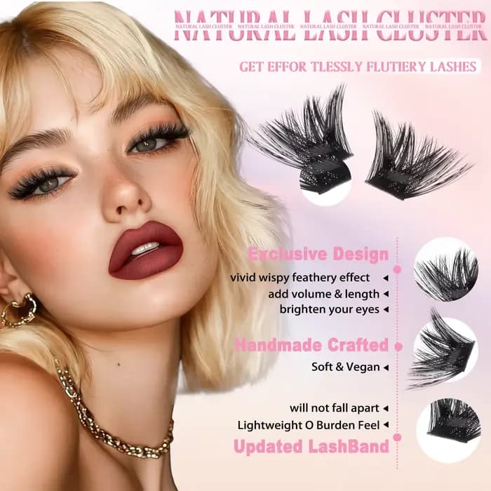 Extensions de cils en bouquets effet chat, 8-16mm, avec bande souple pour maquillage
