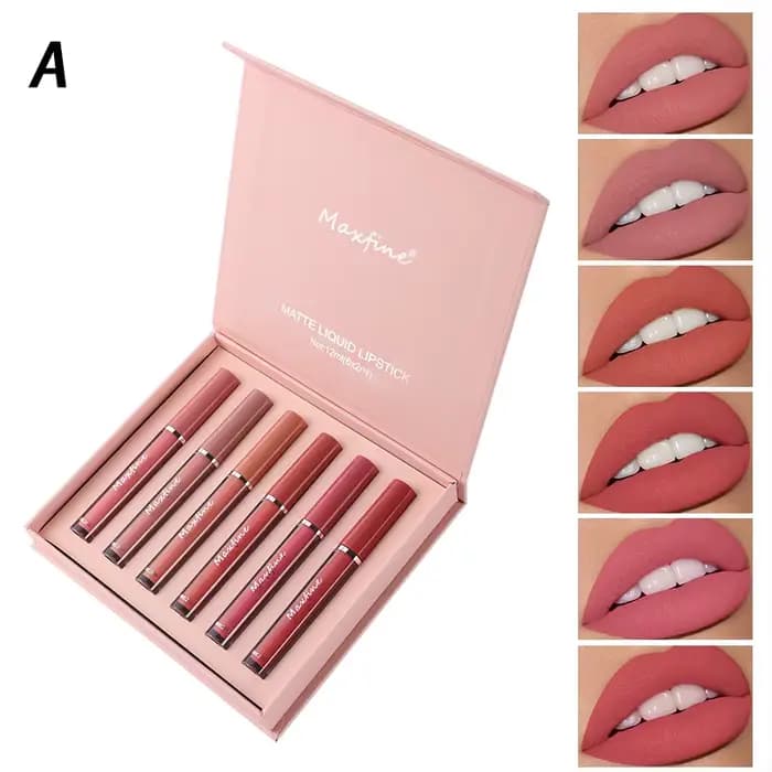 Ensemble de brillant à lèvres mat, 6 couleurs, hydrate, longue durée, étanche à l'eau, anti-transpir