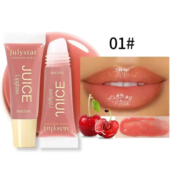Brillant à lèvres repulpant marron nu, huile hydratante aux fruits, teinte transparente, Tube souple