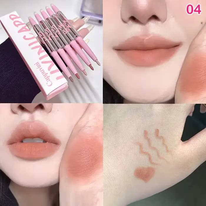 (HG) 1 pièces doublure à lèvres mate nue à Double tête avec brosse à lèvres moelleuse maquillage pou
