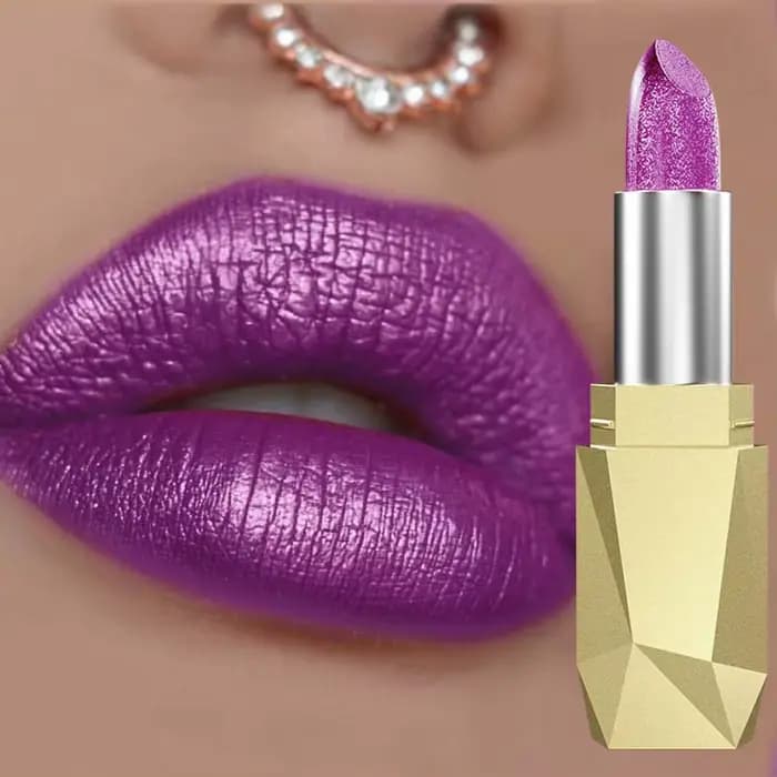 Teinte à lèvres diamant scintillant violet, huile à lèvres imperméable longue durée pour femmes et f