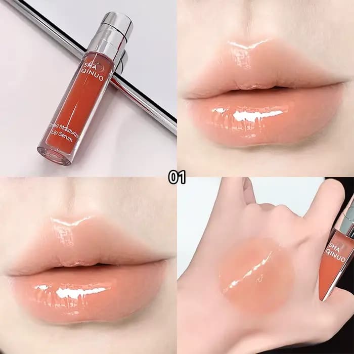 SHAQINUO Sérum à lèvres teinté 2,6g, hydratant en profondeur, gloss à lèvres teinté, fini brillant e