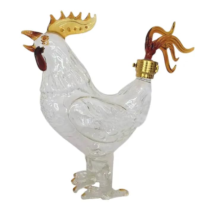 Carafe à whisky en verre de 750 ml en forme de coq avec bouchon, bouteille à vin fantaisie pour l'ac