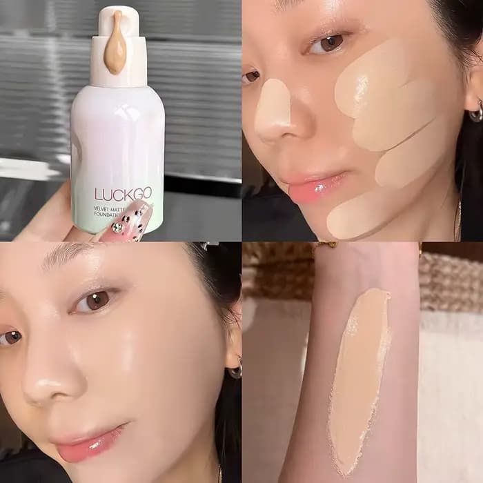 Fond de teint longue tenue LUCKGO Velvet Matte, hydratant, texture naturelle, application facile, pr