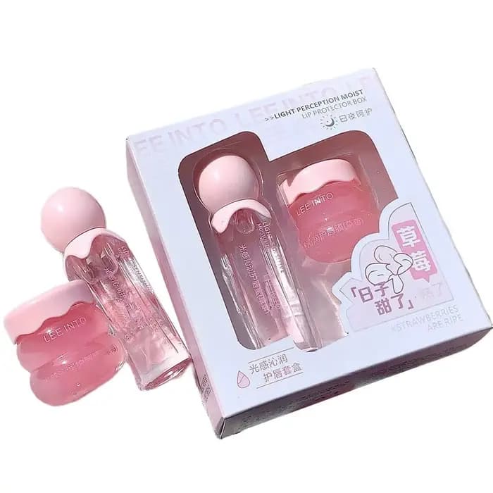 Ensemble de masque à lèvres hydratant aux fraises et au jasmin et d'huile pour les lèvres, léger, hy