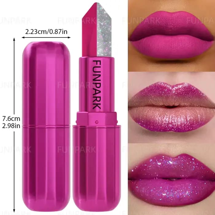 1PC Rouge à lèvres sexy à paillettes bicolore Rouge à lèvres mat Cosmétiques Facile à utiliser Teint