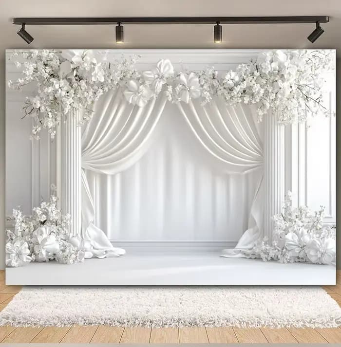 Toile de fond de photographie pour scène de mariage, fête, douche nuptiale, avec motif palais de fle