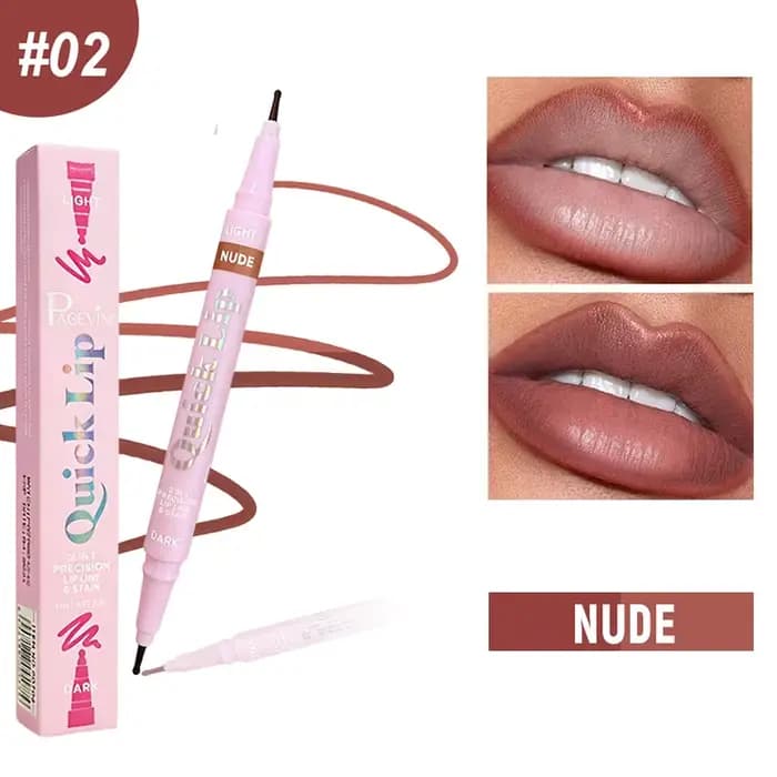 Crayon à lèvres double embout de luxe mat, application longue durée et fluide pour une définition et