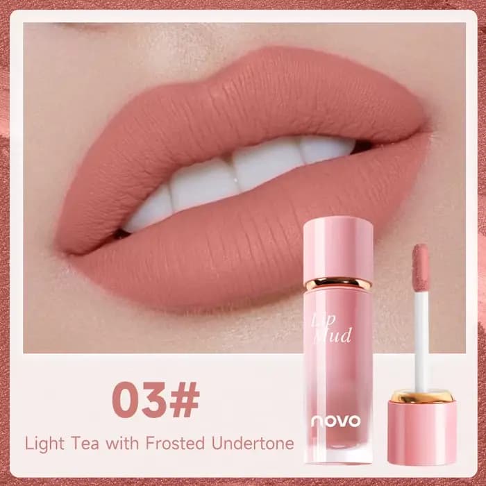 Rouge à lèvres liquide velours mat, boue liquide hautement saturée, formule antiadhésive longue duré