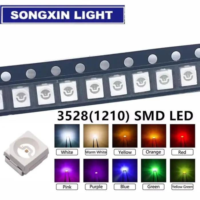 100 pcs/Lot 3528 1210 Diode SMD LED Diodo Kit vert rouge blanc chaud glace bleu jaune rose violet-UV