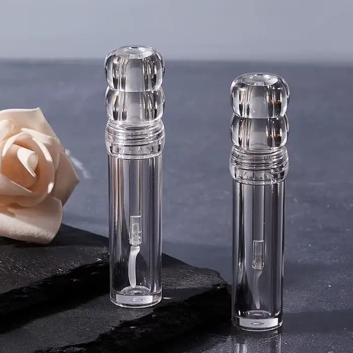 Tube de brillant à lèvres cosmétique rond, bouteille de baume à lèvres transparente, rechargeable, v