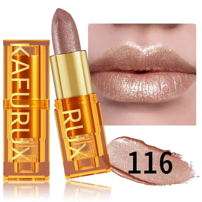 Rouge à lèvres métallique brillant à paillettes audacieuses et intenses, 16 couleurs, teinte nacrée,