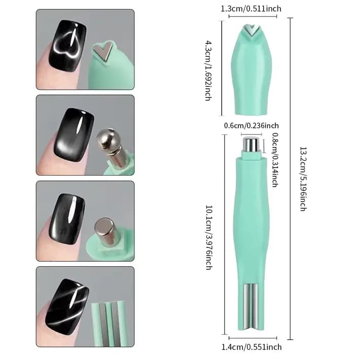 Bâton magnétique 4 en 1 3D en forme de cœur, outils magnétiques pour ongles œil de chat, aimant mult