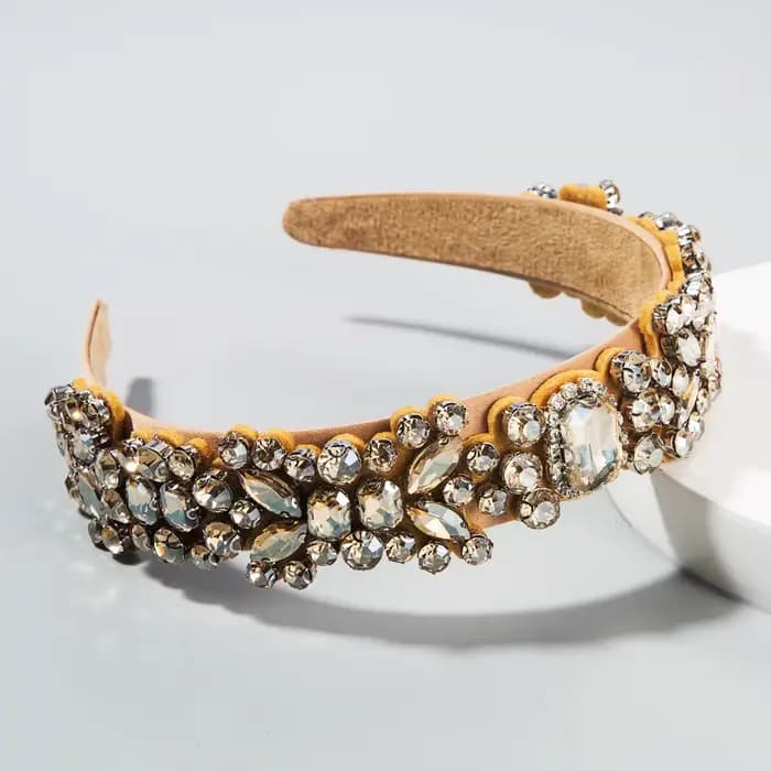 Serre-tête Baroque Rétro Européen-Américain pour Femme, Entièrement Incrusté de Strass Colorés, Acce