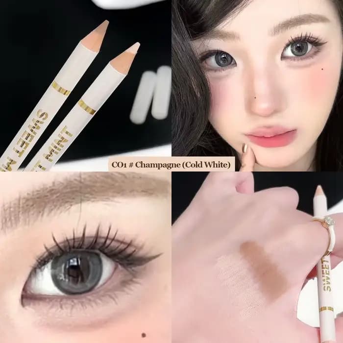 Crayon sous les yeux 2 en 1, Beige mat, surligneur éclaircissant, Aegyo Sal couché, ver à soie, fard