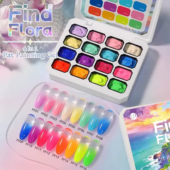 UR SUGAR 4 en 1, 16 couleurs, gel de peinture pour dégradé, estampage, dessin de motifs, UV/LED, pal