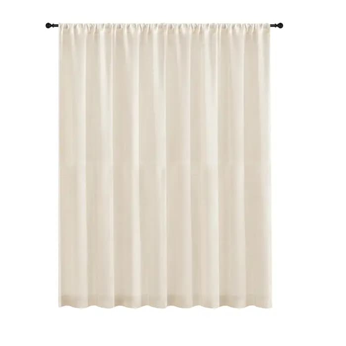 Rideaux en lin de 160 cm/240 cm de longueur pour salon et chambre, avec passe-tringle, semi-transpar