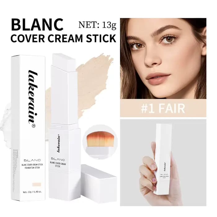 Bâton de fond de teint à couleur changeante, brosse détachable, couverture blanche, bâton de crème, 