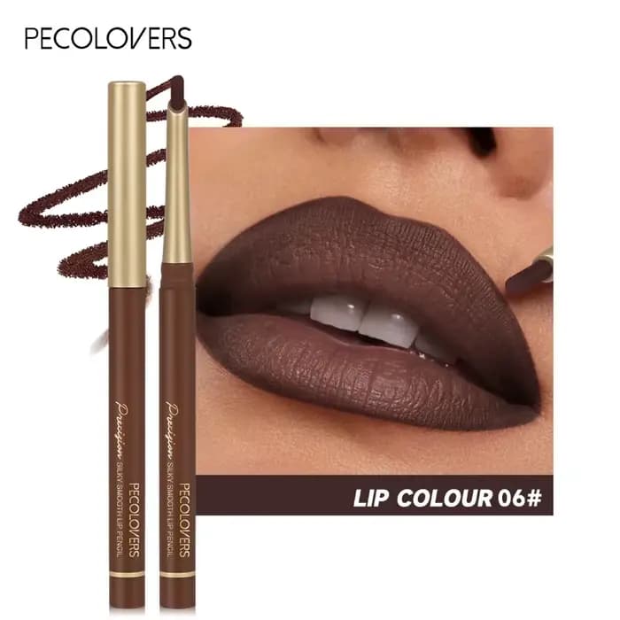 Crayon à lèvres à Tube brun incliné, stylo à rouge à lèvres multicolore, représentant les contours d